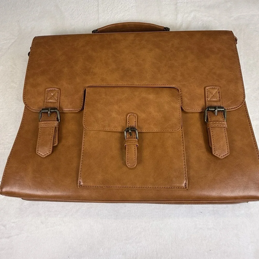 Brown Laptop Messenger Bag Briefcase Satchel Shoulder Bag Vintage Style 16